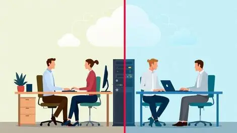 Small office accountants desktop computers vs laptops cloud it split