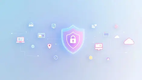 Secure digital shield protecting computer icons cloud ai zero trust enterprise