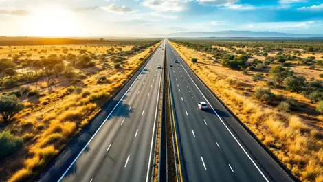 Australian highway open landscape clear lanes road barriers cars daylight road safety