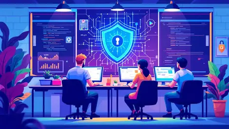 Small australian business office employees computer digital shield security