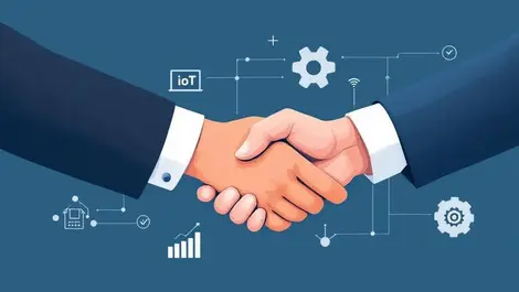 Handshake businesspeople technology connectivity growth iot investment success