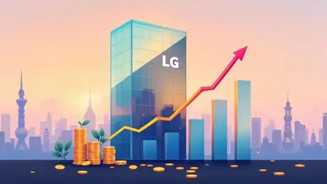 Lg glass building financial growth bar graphs coins indian cityscape illustration