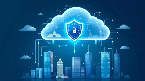 Secure cloud above government buildings digital shield cybersecurity australia