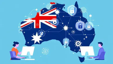 Australian professionals computers digital security icons locks shields australia outline