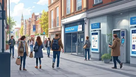 Uk street scene cautious shoppers digital kiosks government tech