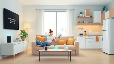 Modern living room voice shopping smart devices product returns