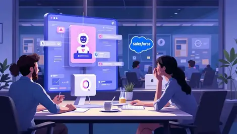 Modern office ai assistant messaging interface salesforce style