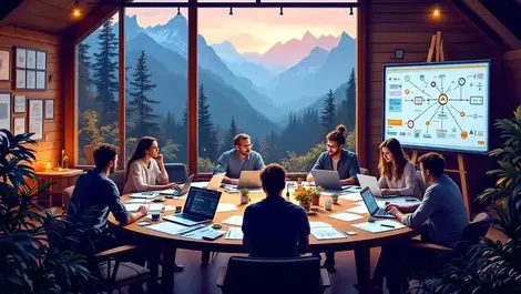 Ai agile software team mountain retreat workshop whiteboards