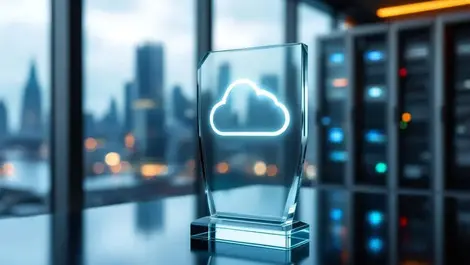 Glass cloud trophy london office european skyline server racks