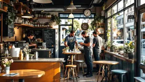 Busy new zealand cafe staff serving customers long hours summer