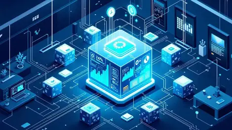 Isometric financial office central dashboard streamlined compliance