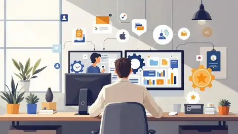 Modern office it admin managing app integrations workflow automation