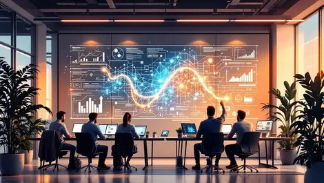 Silicon valley dev team glowing data pipeline ai workflows