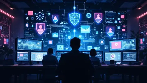 Cinematic it control room ai intent security monitoring night